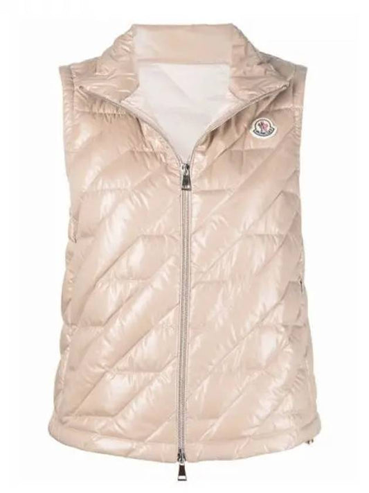 LECROISIC LeCrois style chest logo patch quilted down vest pink beige women s 233407 - MONCLER - BALAAN 1