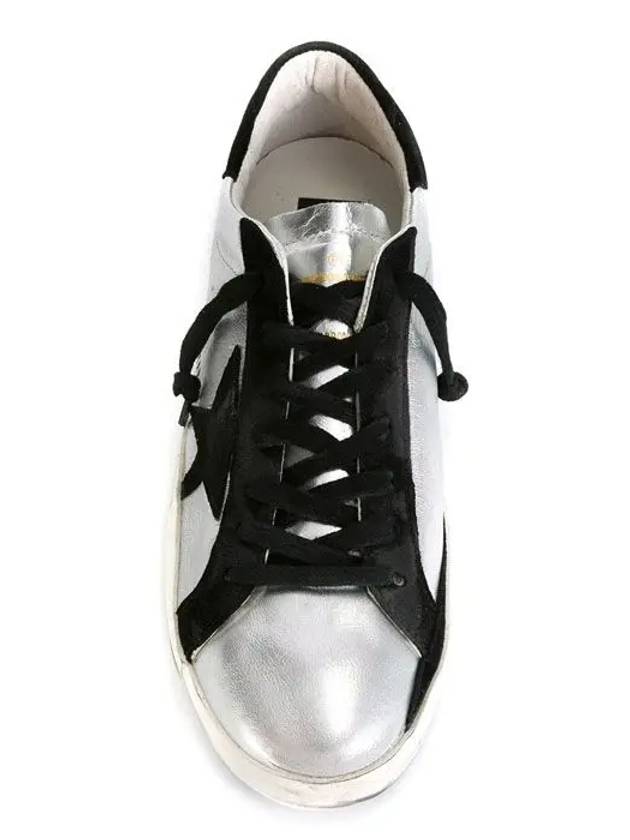 Black Tab Leather Superstar Low Top Sneakers Silver - GOLDEN GOOSE - BALAAN 6