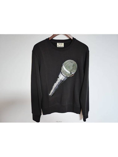 XS Acne Black Microphone Embroidery Sweatshirt 1H5163 - ACNE STUDIOS - BALAAN 1