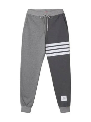 Diagonal Half Color Jogger Pants Gray Charcoal - THOM BROWNE - BALAAN 1