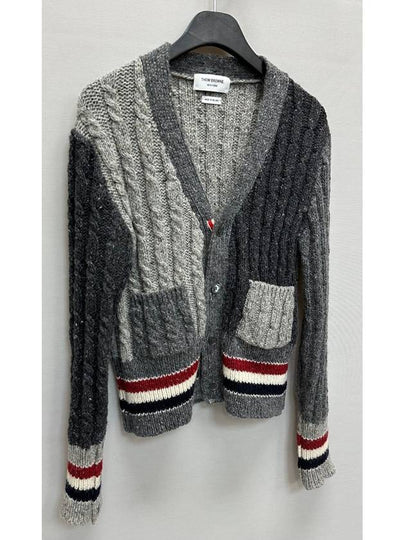 Funmix Mohair Tweed Striped Cardigan 2 - THOM BROWNE - BALAAN 2