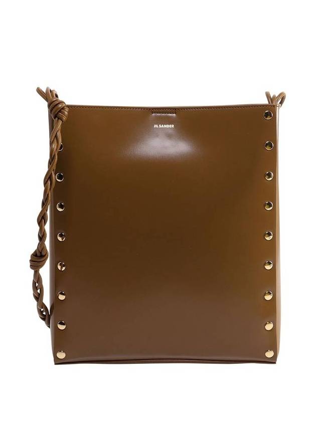 Tangle Rivet Leather Shoulder Bag Brown - JIL SANDER - BALAAN 1