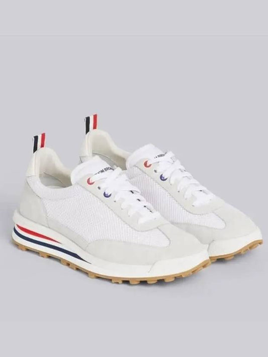 Fine Kid Suede Tech Runner White - THOM BROWNE - BALAAN 2