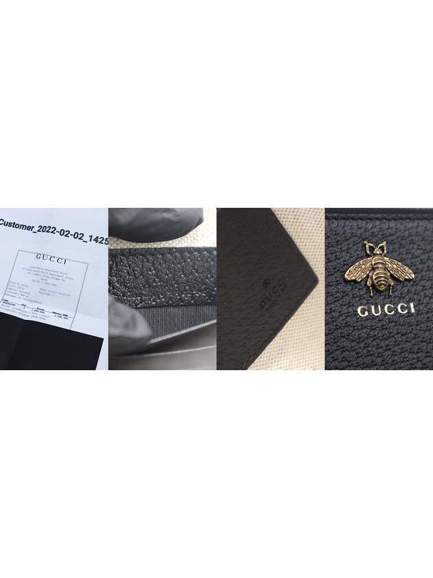 Women s Gucci 523684 Black Leather Gold Bee Animal Clutch gt Pouch Gangbuk used luxury goods - GUCCI - BALAAN 8