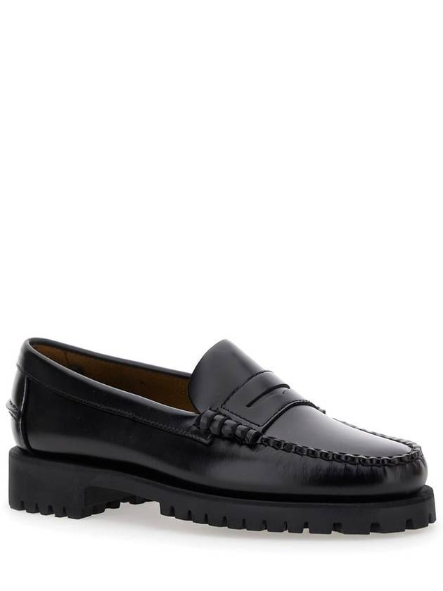 Black Slip-On Loafers With Lug Sole In Leather Woman - SEBAGO - BALAAN 2