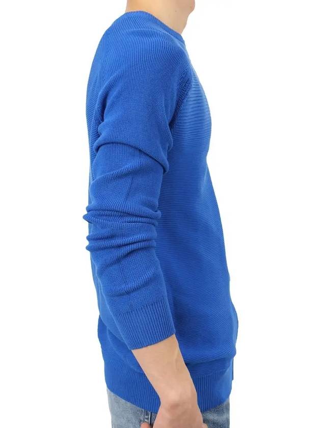 Round neck knit blue long sleeve tee - IKALOOOK - BALAAN 2