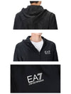 EA7 Logo Print Zip Up Hoodie Black - EMPORIO ARMANI - BALAAN 7