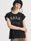 Call Linen Cuffed Summer T Shirt Black - SORRY TOO MUCH LOVE - BALAAN 5