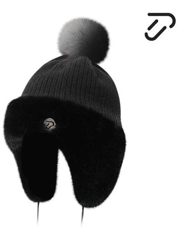 Women s Fur Ear Warmer Drop Beanie IPL4WCP174 BK - IJP DESIGN - BALAAN 1