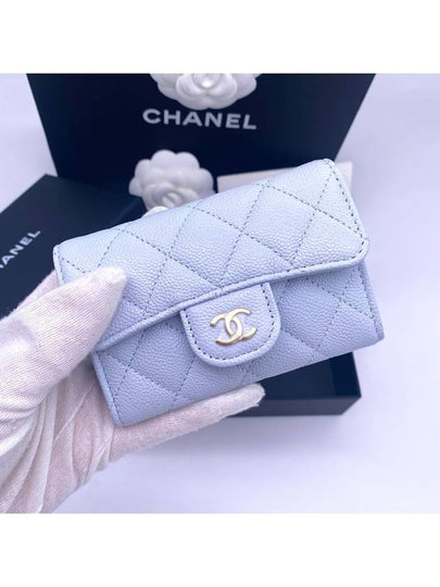 Classic card wallet caviar light blue gold AP0214 - CHANEL - BALAAN 2