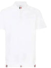 Men's Cotton Pique Center Bag Striped Short Sleeve Polo Shirt White - THOM BROWNE - BALAAN 2