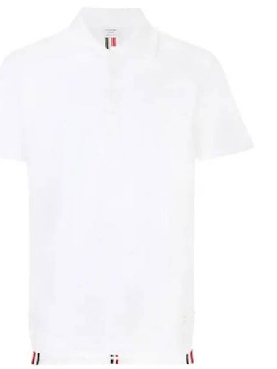 Men's Cotton Pique Center Bag Striped Short Sleeve Polo Shirt White - THOM BROWNE - BALAAN 2