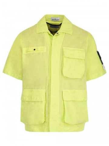 Men's Wappen Short Sleeve Shirt Jacket Lime - STONE ISLAND - BALAAN 1