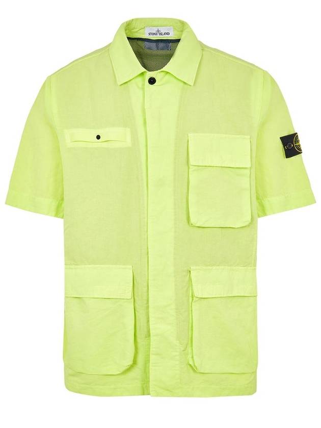 Men's Waffen Short Sleeve Shirt Jacket Lime - STONE ISLAND - BALAAN 2