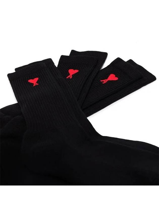 Heart Logo Socks 3 Pack Black - AMI - BALAAN 5