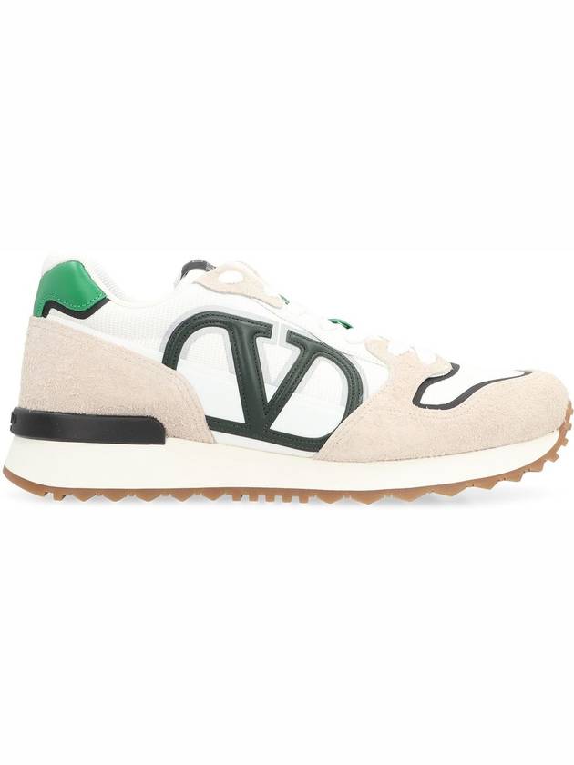 V Logo Face Low Top Sneakers White Green - VALENTINO - BALAAN 3