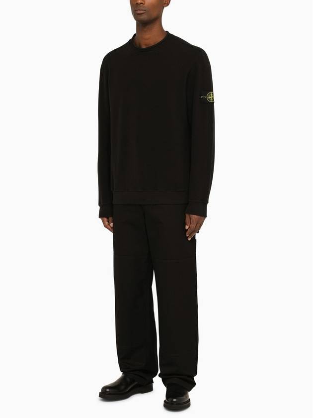 Stretch Cotton Fleece Mock Turtleneck Sweatshirt Black - STONE ISLAND - BALAAN 3