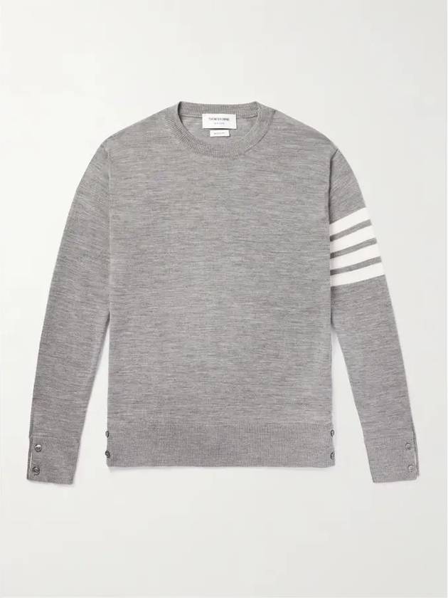 4 Bar Armband Classic Merino Wool Knit Top Light Grey - THOM BROWNE - BALAAN 3