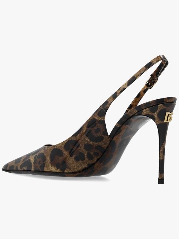 Leopard Print Polished Calfskin Slingback Heel Brown - DOLCE&GABBANA - BALAAN 6