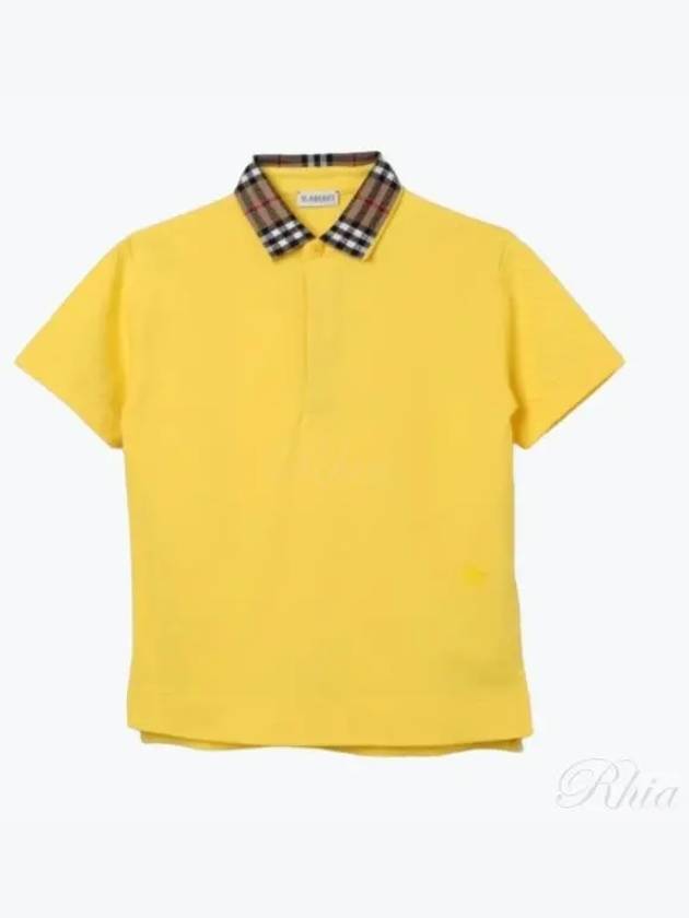 Kids Check Collar Polo Short Sleeve T-Shirt Yellow - BURBERRY - BALAAN 2