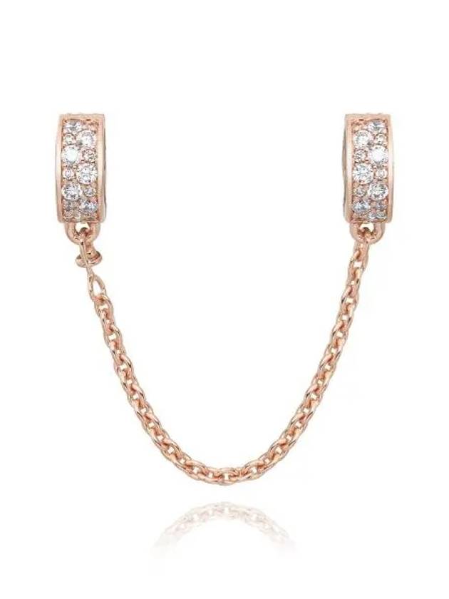 Clear Pave Safety Chain Clip Charm Rose Gold - PANDORA - BALAAN 3