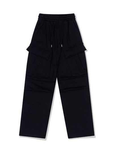 Flap Pocket Wide Sweatpants Black - BATTRACT - BALAAN 2