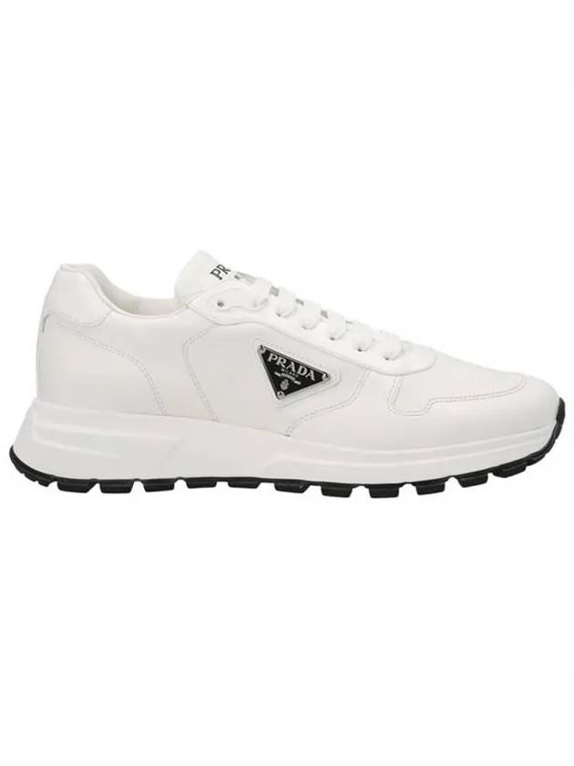 Prax 01 Re-Nylon Brushed Leather Low-Top Sneakers White - PRADA - BALAAN 3