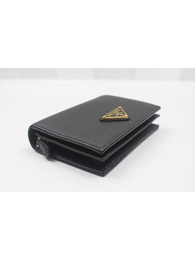 Saffiano Triangle Logo Bicycle Wallet Black 1MV021 - PRADA - BALAAN 3