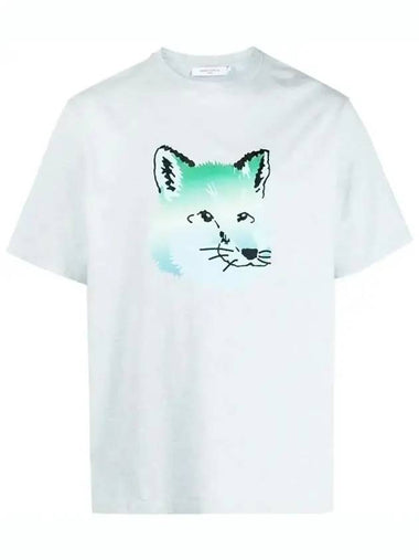 Vibrant Fox Head Easy Short Sleeve T-Shirt Blue Haze Melange - MAISON KITSUNE - BALAAN 1