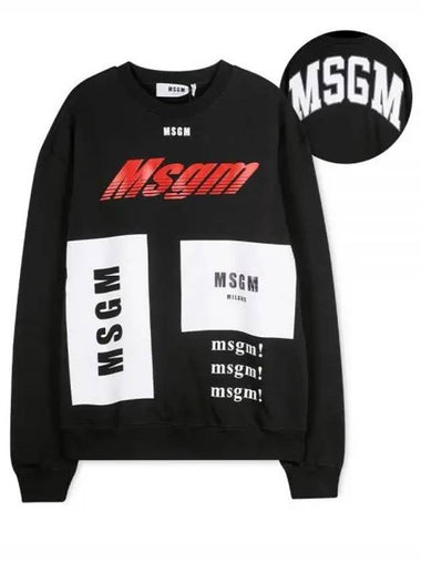 Women s multi logo printing black sweatshirt 1156507 - MSGM - BALAAN 1