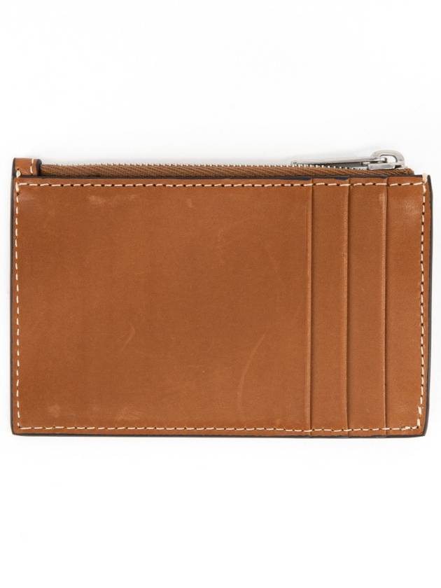 Zipper Calfskin Triomphe Embossed Card Wallet Tan - CELINE - BALAAN 3