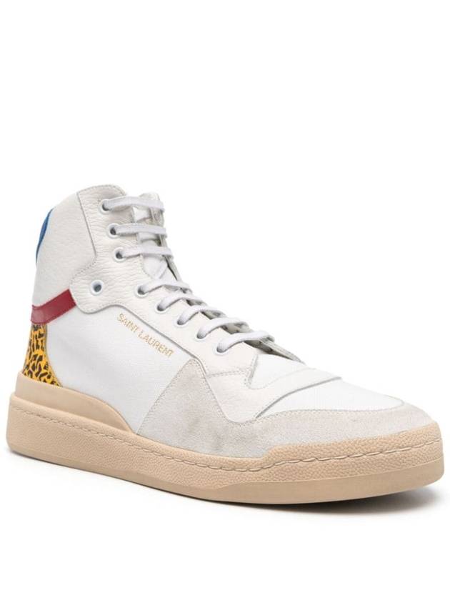 Canvas and Leather High Top Sneakers - SAINT LAURENT - BALAAN 3