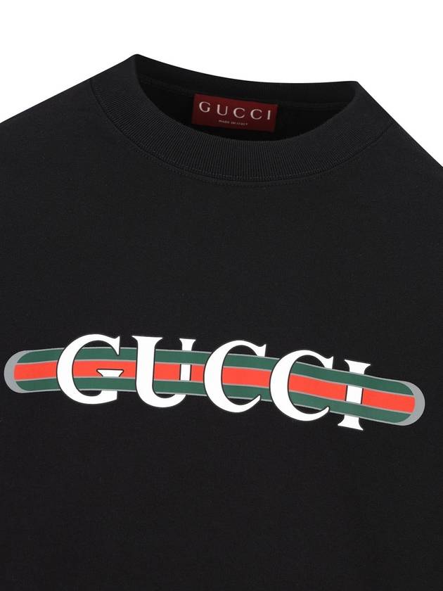 Print Cotton Jersey Sweatshirt Black - GUCCI - BALAAN 4