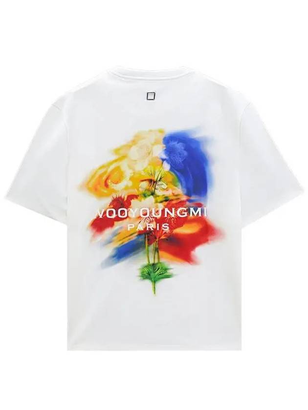 Swaying Flower Back Logo Short Sleeve T-Shirt White - WOOYOUNGMI - BALAAN 2