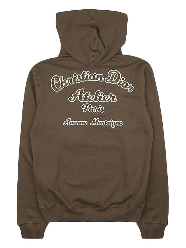 Atelier Logo Cotton Fleece Hoodie Khaki - DIOR - BALAAN 4