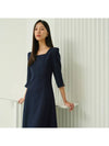 RISA Square neck tweed Dress Navy - AME - BALAAN 3