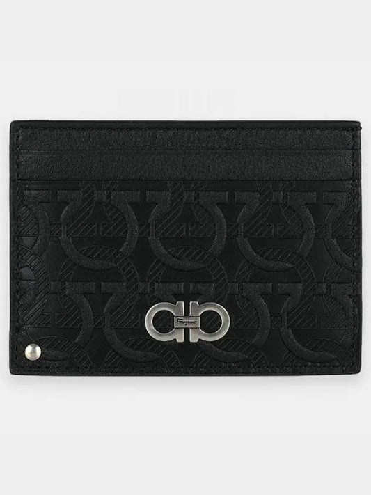 Gancini Embossed Card Wallet Black - SALVATORE FERRAGAMO - BALAAN 2