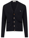 ORB Logo V-Neck Cardigan Black - VIVIENNE WESTWOOD - BALAAN 3