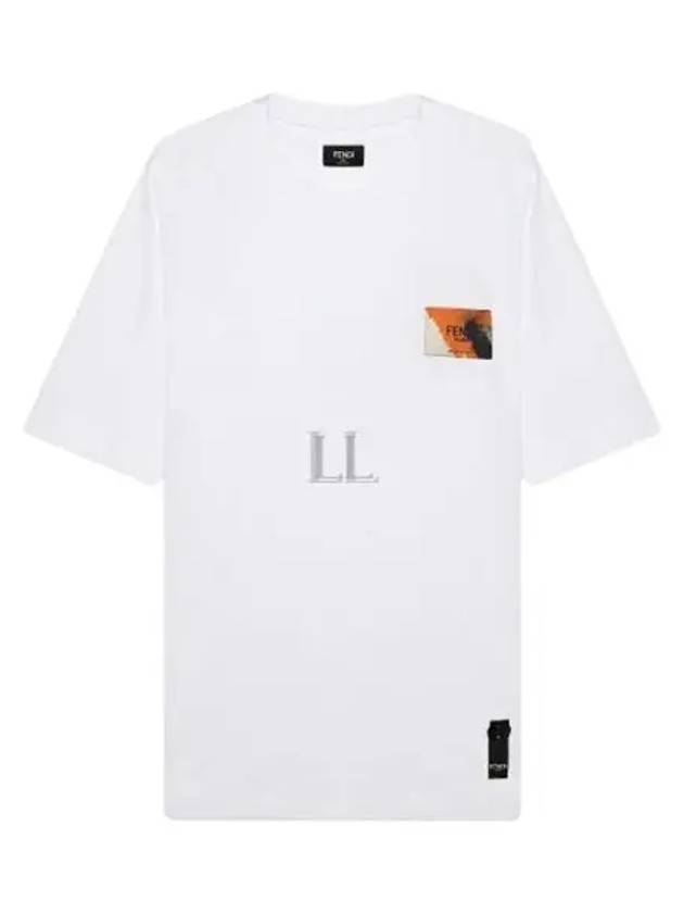 Logo Label Patch Short Sleeve T-Shirt White - FENDI - BALAAN 2