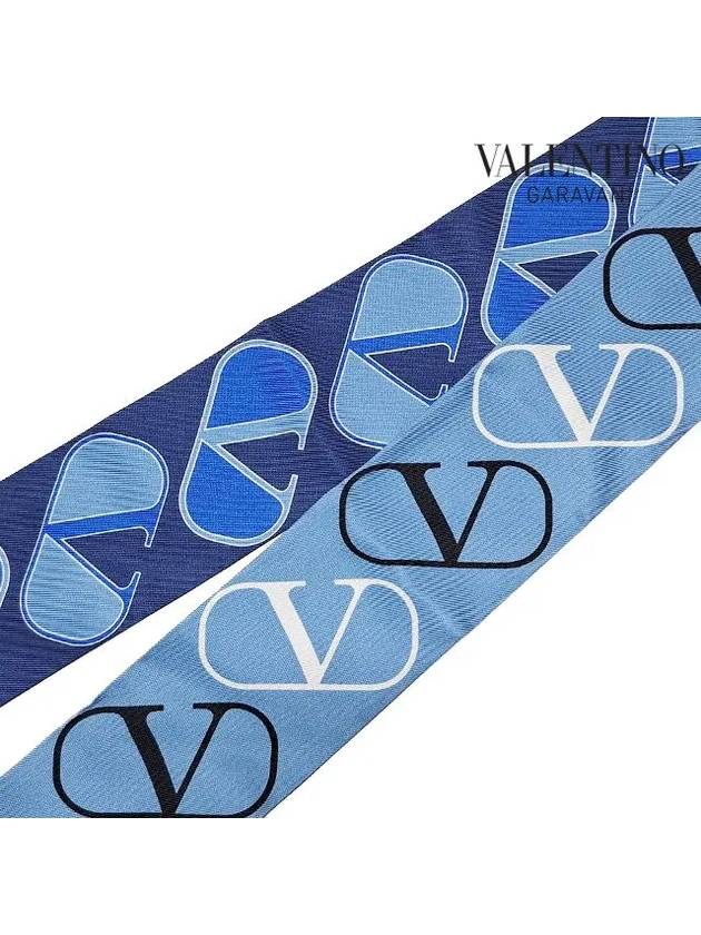 V logo silk bandeau scarf blue 5W2E6017 KBS CG6 - VALENTINO - BALAAN 3