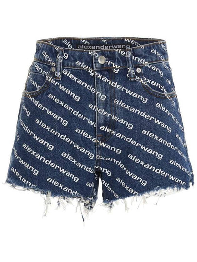 Byte Logo Monogram Denim Shorts Blue - ALEXANDER WANG - BALAAN 2