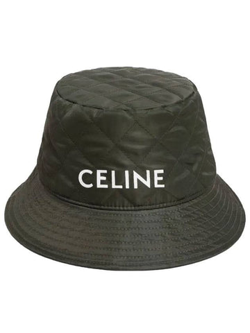 Logo Quilting Nylon Bucket Hat Khaki - CELINE - BALAAN 1