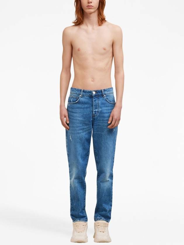 Men's Tapered Fit Denim Cotton Jeans Blue - AMI - BALAAN 3