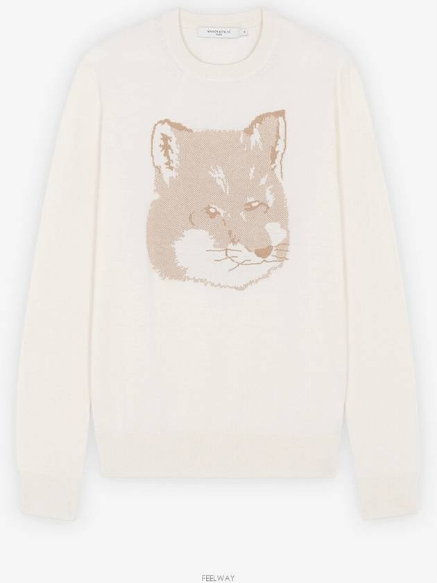 Pique Fox Head Round Neck Knit Top Ecru - MAISON KITSUNE - BALAAN 2