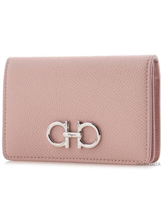 Gancini Leather Card Wallet Pink - SALVATORE FERRAGAMO - BALAAN 3