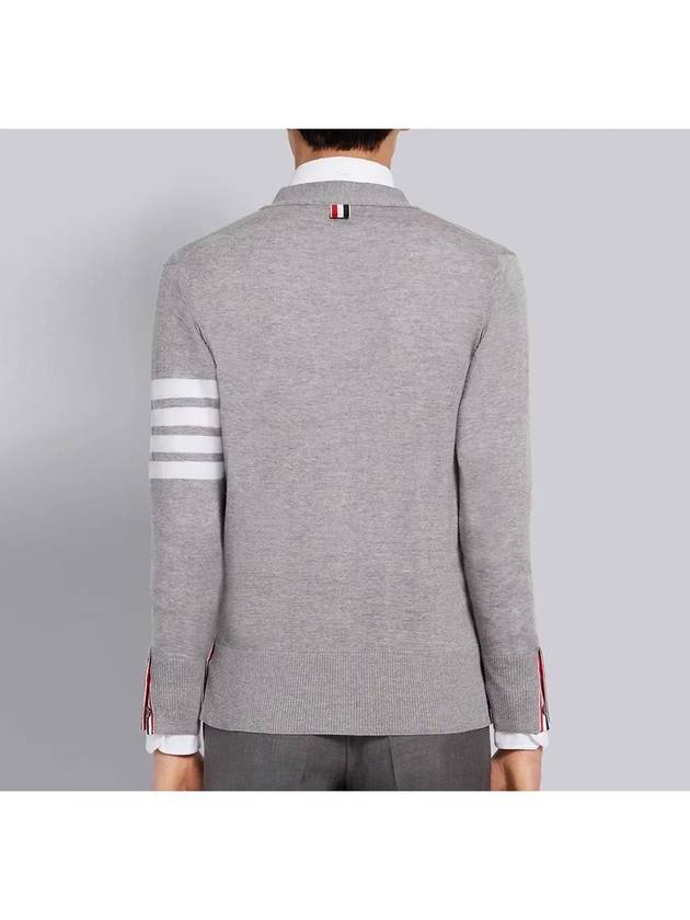 Men's Sustainable Classic Diagonal Wool Cardigan Pale Grey - THOM BROWNE - BALAAN 5