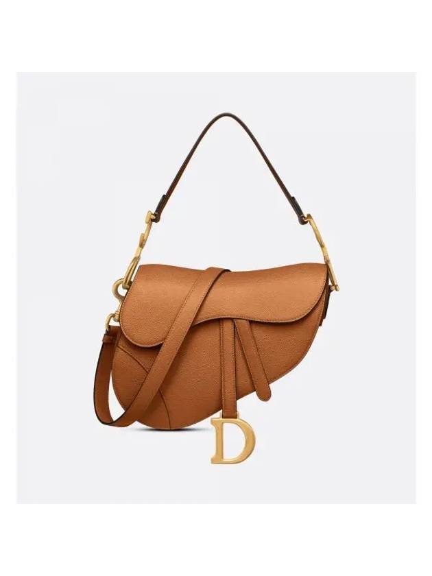 Saddle Grained Calfskin Shoulder Bag Golden - DIOR - BALAAN 1