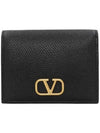 V Logo Compact Half Wallet Black - VALENTINO - BALAAN 1