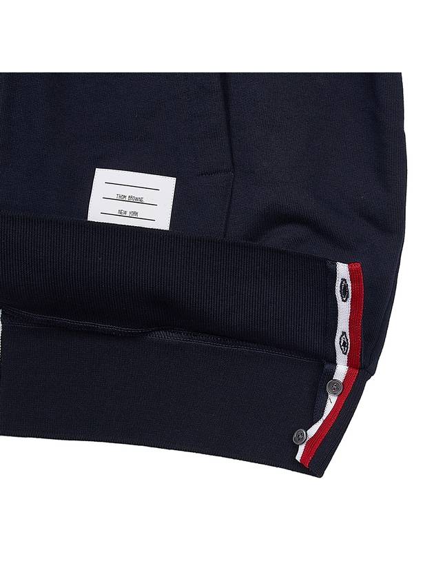 Center Back Stripe Cotton Zip Up Hoodie Navy - THOM BROWNE - BALAAN 9