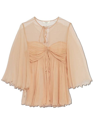 Chloé Silk Top With Draping, Women's, Pink - CHLOE - BALAAN 1